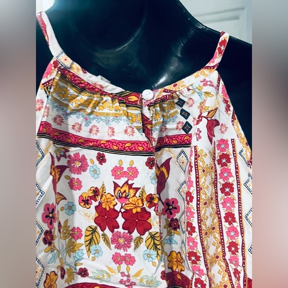 HM COACHELLA OFFICIAL COLLECTION Women's Tank Top Size 6 Keyhole Back Floral - Picture 5 of 9